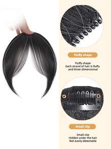 3D 8-Shaped Bangs Hair Piece For Women, Top Hair Extension For Volume And Fluffiness, Seamless Forehead Contour, French Style Natural-Looking Synthetic Bangs - Multicolor - View 5