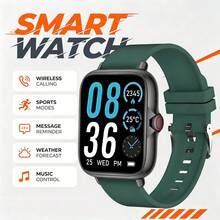 QAGSFLC [SmartWatch]中性智慧手錶，舒適矽膠錶帶，支援通話、訊息通知、音樂控制、鬧鐘，180mAh電池，1.83吋全螢幕觸控螢幕，相容 Android 與 iOS 系統，運動風，適合世界盃派對 - 彩色 - 查看 8