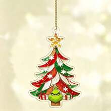 The Grinch 1pc Christmas Acrylic Hanging Ornament With Hanging Rope, Acrylic Material, Cartoon Christmas Tree Pendant, Funny Quirky Christmas Style, Christmas Tree Decorative Hanging Ornament, Suitable For Winter Christmas Tree Decoration, Window Display, Holiday Gift, Party Scene Decor - Multicolor - View 18