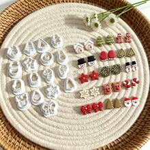 17pcs Christmas Polymer Clay Molds, Gingerbread Snowflake Tree Star House Bell Candy Cane Shapes, DIY Clay Earring Jewelry Making Tools, High Precision - White - View 5