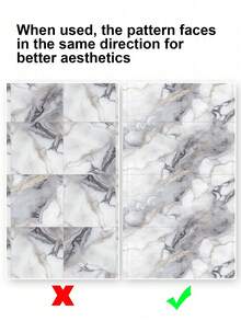 10PCS 30*30CM/11.8*11.8in 0.9㎡ 3D Marble Pattern Aluminum Plastic Board Self-Adhesive Wall Sticker, Faux Tile Wall Decor, Waterproof And Moisture-Proof Marble Sticker For Kitchen Stove Backsplash - Multicolor - View 7