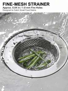 Premium Stainless Steel Kitchen Sink Strainer/Food Debris Collector & Drain Plug Filter/11.5cm/4.53 Inches/Suitable For Kitchen Sink, Vegetable Washing Basin, Restaurant Washing Station/Anti-Clogging Micro-Pore Design, Fast Drainage - Multiple Styles and Colors - View 5