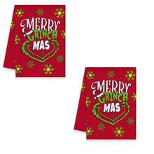 The Grinch 2pcs/Set Christmas Cartoon Kitchen Towels, New Year Print Table Cloth, Dish Towels, Hand Towels, Cleaning Rags, Christmas Party Gifts - Multicolor - View 13