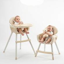 4-In-1 Convertible High Chair For Growing Kids, Removable Tray, Non-Slip Base, 5-Point Harness, Soft PU Seat, Footrest, 6-36 Months, Max Load 33lbs - Khaki - View 2