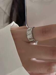2pcs Fashion Casual Geometric Copper Alloy Open Ring Set Suitable For Women's Daily, Party, Commute Wear - Silver - View 6
