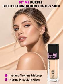 Maybelline Little Purple Bottle Foundation - Moisturizing & Lightweight, Provides Coverage, Waterproof & Sweatproof, Long-Lasting Wear. Suitable For Holiday Parties And Gatherings. - Purple Bottle Foundation #115 - View 2