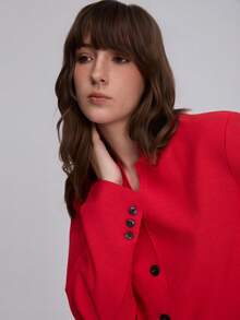 Women's New Chinese Style Long Sleeve Casual Blazer Jacket, Suitable For Autumn - Red - View 5