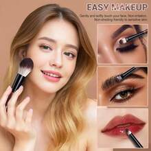 BS-MALL 12 Pcs Wooden Makeup Brush Set High Quality Set Vegan Synthetic Foundation Eyeshadow Brushes Set - Brown - View 5
