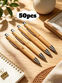 Personalized Bamboo Pen, Customized Wooden Pen, Thank You Gift For Business, Colleagues, Teachers, Students, Bridesmaids, Brides And Anniversary - Sets - View 10