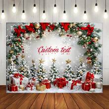 Latar Belakang Tema Natal Musim Dingin dengan Teks yang Dapat Disesuaikan, Pohon Natal, Kotak Hadiah, Daun Holly, Permen Tongkat, Lonceng, Pita, Desain Dekorasi Pola Kepingan Salju, Cocok untuk Pesta Natal, Pertemuan Keluarga, Doa, Dekorasi Latar Belakang Fotografi, Spanduk Fotografi, Vinyl - MultiWarna - View 11