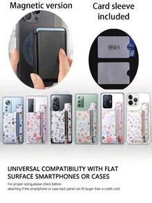 Phone Card Holder Set, Painted Adhesive Card Stand RFID Zipper Wallet + Magnetic PU Leather Case, Features RFID Protection, Strong Magnetic Adsorption And Lightweight; Suitable For Daily Commute, Travel, Office And Campus Life; Ideal For All Ages And Genders; Perfect Gift For Christmas, Birthday Or Thanksgiving - Multicolor - View 10