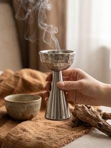 Hammered Tall Pedestal Metal Incense Burner, Modern Light Luxury Style Bakhoor Burner, Can Be Used As Aroma Diffuser, Ideal For Home Decor, Room Decoration, Parties & Holidays, Living Room Centerpiece, Office, Yoga Space, Best Gift - Multicolor - View 7