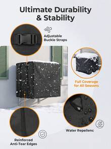 1 Set S-XXL Multi-Size Anti-Aging Polyester Waterproof Fabric Air Conditioner Outdoor Unit Cover, Outdoor Courtyard All-Season Use, Minimalist Practical Style, Silver Square Shape, Elastic Hem Design, Rainproof Dustproof Sunproof Air Conditioner Outdoor Unit Protective Cover - Full Coverage - View 11