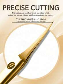 1pc Professional Cuticle Scissors/Steel Pusher Stainless Steel Nail Scissors Fine Tip Ultra-Thin Curved Blade Multi-Purpose Mini Scissors Suitable For Cuticle Trimming Eyebrow Scissors - Multicolor - View 3