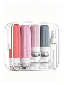 16pcs Silicone Travel Toiletry Bottles Set, Refillable Toiletries Containers With Labels, Spatula, Funnel And Transparent Storage Bag, Leak-Proof Shampoo And Lotion Squeeze Bottles, Portable Travel Toiletry Set For Airplane, Gym, Camping And Vacation - Multicolor - View 9