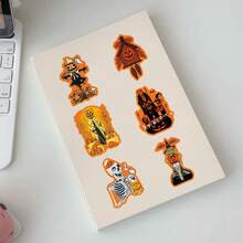 50pcs Vintage Cartoon Halloween Ghost Skull Creative Decorative Storage Box Stationery Notebook Stickers - Multicolor - View 10