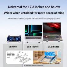 Lenovo Foldable Laptop Stand,7‑Level Adjustable Aluminum Alloy Notebook Riser,Hollow Cooling Design With Silicone Anti‑Slip Pad, Portable Desktop Support For 11‑17.3 Inch Laptops & Tablets For Office Study Travel - View 6