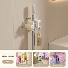 Soporte de Fregona Colorido, Gancho de Pared para Baño, Almacenamiento Colgante y de Pared sin Taladro - A - Ver 10