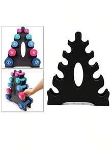 1pc Plastic Blade Triangular Dumbbell Rack, Home & Office Fixed Combination Fitness Dumbbell Stand - Multicolor - View 7