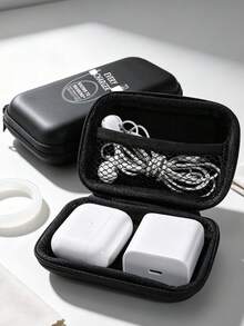 Portable Mini Storage Bag With Data Cable Pattern, Anti-Drop Digital Pouch, Phone Charger And Data Cable Organizer, Zipper Wallet-Style Data Cable Storage Box, Digital Pouch, Electronic Product Bag, Electronic Storage Device Data Cable Organizer, Wireless Earbuds Bluetooth Earphones, Business, Travel, School, University, Office, Christmas, Halloween, Back To School - Multicolor - View 2