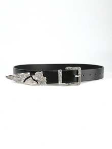 Vintage Carved Design Belt Hip Hop Street Style Belt Carved Buckle Belt Unisex Belt - Black - View 3