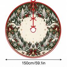 1pc Snowy Forest Deer Pattern Christmas Tree Skirt, Elegant Color Holiday Decor, 5 Sizes, Unisex Holiday Gift, Suitable For Home And Party Christmas Home Decoration - Snowy Forest Reindeer - View 15
