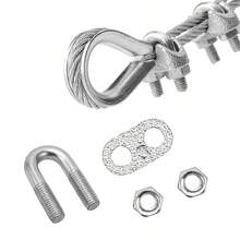 8pcs 1/8" M3 Steel Wire Rope Clips, Used For Fixing Tent Ropes, Steel Cables, Electrical Cables And Clotheslines, Made Of Galvanized U-Shaped Bolts - M3 Clip - View 7