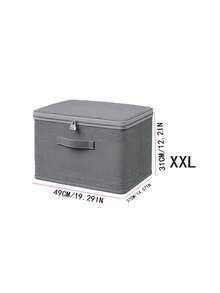 Foldable Storage Box With Lid Large Capacity Clothing Storage Bag For Bedding Textiles Moving Storage Basket Clothes Storage Container Underbed Closet Organizer Wardrobe Bedroom Dorm Home Decor Room Essentials Accessories Back To School Supplies - Grey - View 13