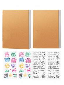 1/2/4PCS Girls' Notebook With Inspirational Stickers, Thick Paper Diary With Waterproof Positive Quote Stickers, DIY Aesthetic Notebook, Suitable For Writing, Recording, Planning And Scrapbooking, Student, College, Office Supplies And Gift Choice - Multiple Styles - View 7