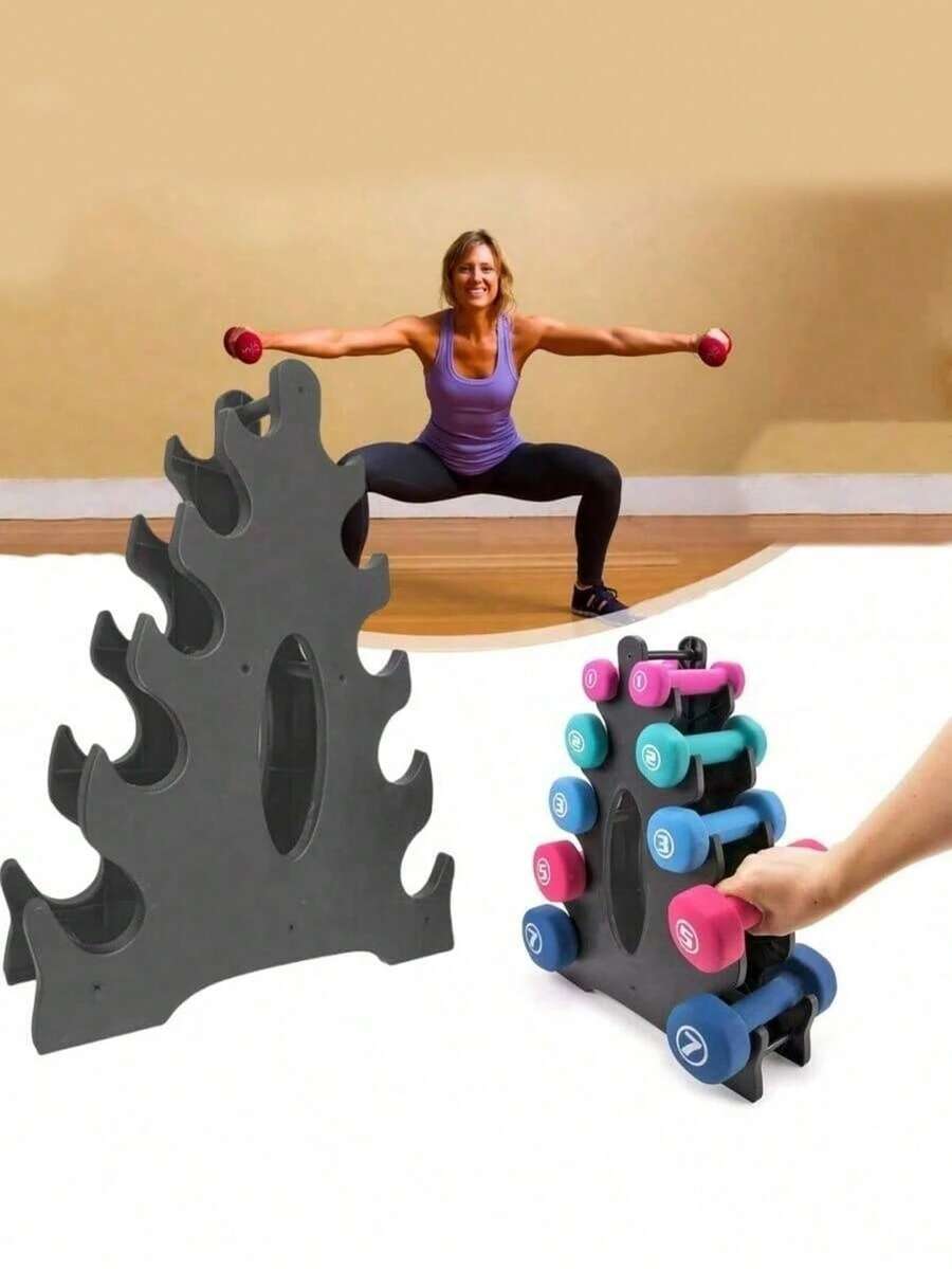 1pc Plastic Blade Triangular Dumbbell Rack, Home & Office Fixed Combination Fitness Dumbbell Stand - Multicolor - View 1