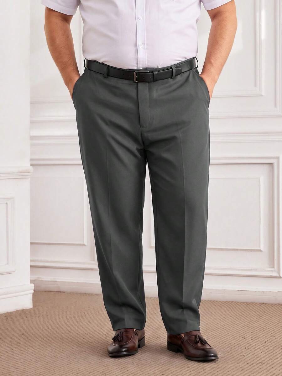 Officeau Men's Plus Size Stretch Dress Pants, Wide Leg, Elastic Fabric, Suitable For Casual Daily Wear