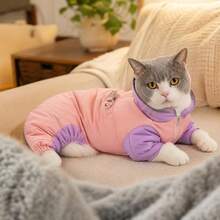 Winter Thickened Warm Padded Coat With Four-Leg Zipper, Winter Pet Warm Jacket, Bichon Teddy Dopamine Style, Suitable For Medium And Small Pets - Pink - View 1