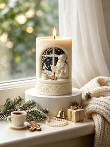 Resin Silicone Mold, Santa Claus Bedside Cylindrical Shape Mold With Santa Claus, Winter Window Sill Decor Tree Surround Design - Easy Release, Reusable For Handmade Aromatherapy Candles/Home Decor Crafts. Suitable For Plaster/Resin/Soap And Other Materials. Perfect Choice - Christmas Cylinder Mold - View 5