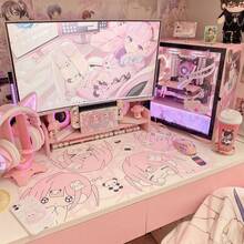 Cute Pink Cartoon Girl PU Leather Desk Mat, Japanese Anime Girl Large Mouse Pad, Waterproof Non-Slip Desktop Protector, Aesthetic Pink Gaming Desk Decor, Suitable For Girls' Bedroom And Study - View 13