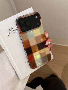 Patchwork Color Block Plaid Phone Case For IPhone 18 Pro Max, New Premium Korean Style Creative Minimalist Personalized Full Coverage Anti-Drop Protective Shell For IPhone 17 Pro/16 - Multicolor - View 9