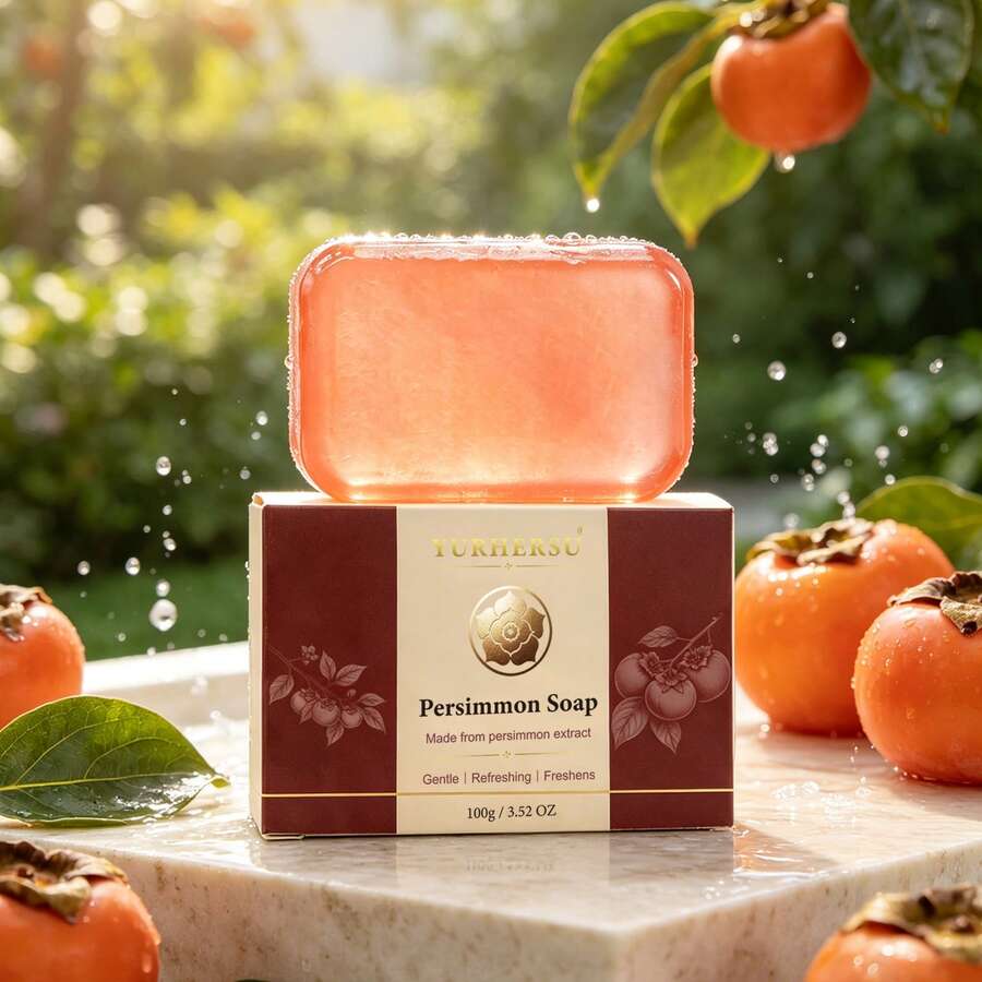 YURHERSU Persimmon Soap Gentle Cleansing Facial Soap Moisturizing Bath Soap
