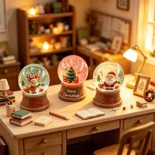 12pcs/Set, Winter Christmas Theme Mini Ornaments, 3pcs Mini Reindeer Crystal Balls And 3pcs Mini Gift Boxes Resin Items, Collectible Figurines, Suitable For Micro Scene Decoration, Home Decor, Car Interior, Party Decoration, Small Gift - Multicolor - View 4