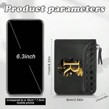 Men'sWallet A-Z26surnameinitialspatternBlack,ZipperClosure,Multiple CardSlots,Large Capacity,Stitching Design-Perfect Gift For Father,Husband,Brother - Black - View 2