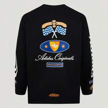 Adidas Originals RAC Men's Long Sleeve T-Shirt Fashionable Versatile Racing Style Comfortable Loose Knit Sports Pullover - Black - View 5