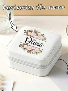 1pc Customized Women's Jewelry Box, Personalized Name Printed, Fashionable Personalized Leather Jewelry Box, Exquisite Unforgettable Holiday Gift, Suitable For Mother's Day Gift For Mom, Best Friend And Anniversary, Christmas Gift - Multicolor - View 2