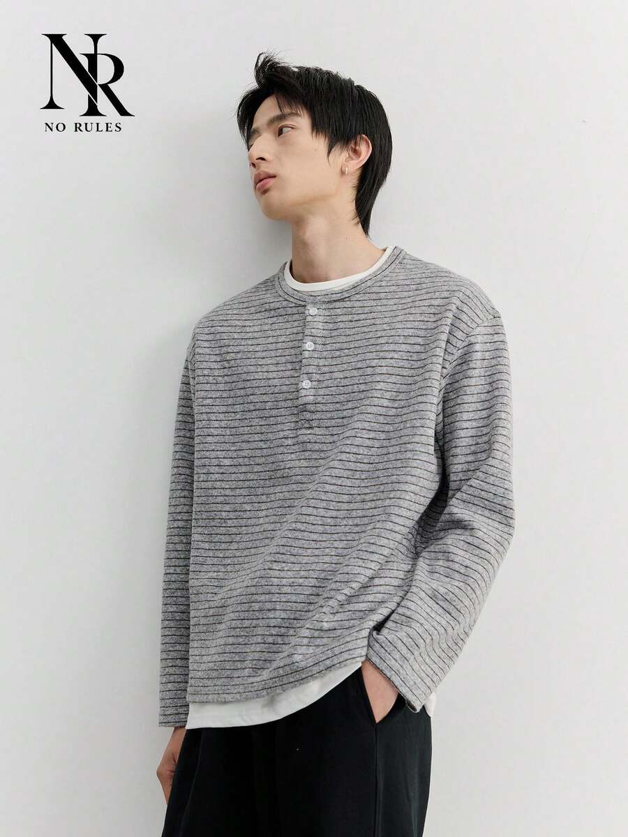 Men Knit Tops - Grey - View 1