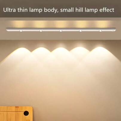 Luz de colina con ojo de gato de 50/40/30/20cm, luz de gabinete LED con sensor de movimiento y tira de cambio de tres colores, lámpara de encimera de cocina inteligente ultra delgada con batería recargable y sensor de Body, luz de colina para decoración del hogar y armario, luz con sensor de movimiento, luz de colina, luz nocturna, foco con ojo de gato, luz con sensor, luz LED, luz regulable de tres colores, iluminación