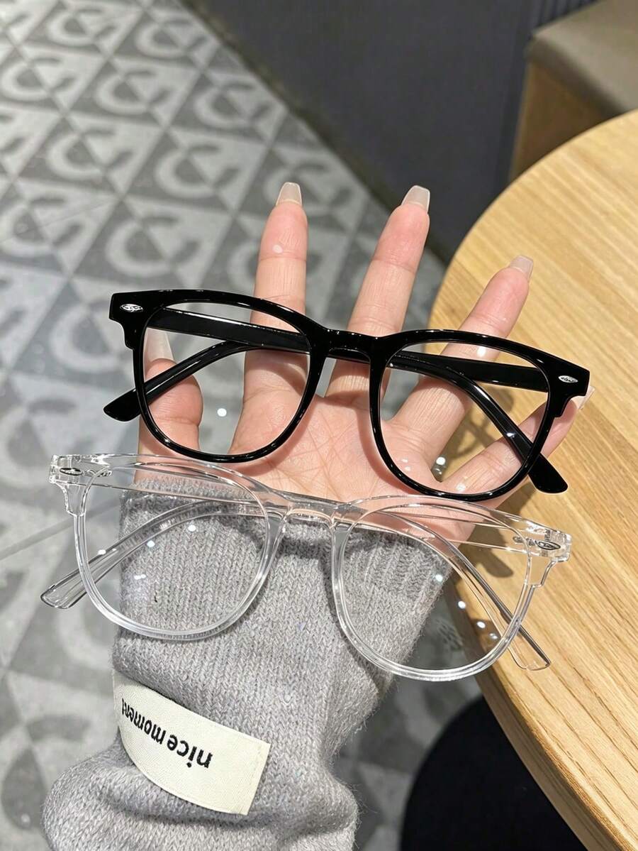 1 Pair/2 Pairs Unisex Retro Transparent Glasses, Oval Frame, Lightweight TR Material, Suitable For Photography, Travel And Other Occasions