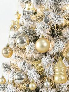 Christmas Tree Ornament Ball Set, Gold Holiday Decoration, Shatterproof Plastic Material, With Gold Hanging String. Large Christmas Balls - A - View 1