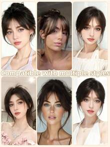3D 8-Shaped Bangs Hair Piece For Women, Top Hair Extension For Volume And Fluffiness, Seamless Forehead Contour, French Style Natural-Looking Synthetic Bangs - Multicolor - View 7