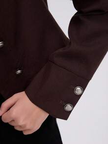 Women's Double-Breasted Napoleon Style Jacket Coat Suitable For Autumn - Brown - View 6