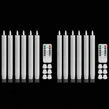 Realistic Wax-Like Flameless Taper Candles With Remote Timer, LED Flickering Candle Holders, Battery Operated Candles With Base, 9.8 Inch, Home Christmas Wedding Celebration Decor, White/Ivory, 6pcs/12pcs - Taper Candle - View 13