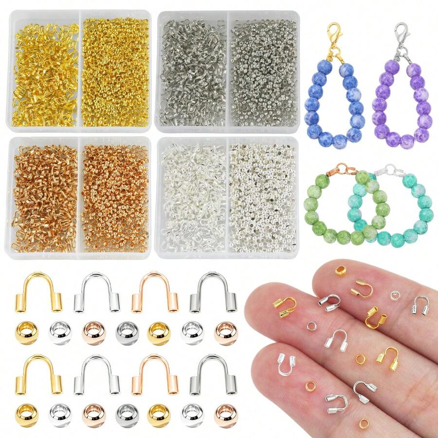 1 Set 200pcs U-Shaped Buckle + Positioning Bead Accessories Kit, Suitable For Handmade DIY Bracelets, Necklaces, Jewelry Decoration Materials And Tools - Buckle Positioning Beads - View 1
