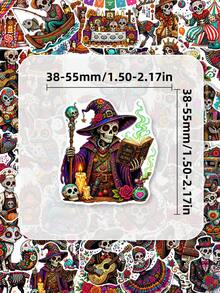 50Pcs Day Of The Dead Stickers For Teens Adults, Assorted Colorful Sugar Skull Decals, Mexican Day Of The Dead Decorative Stickers For Water Bottle, Laptop, Notebook & Scrapbook Crafts - Multicolor - View 5