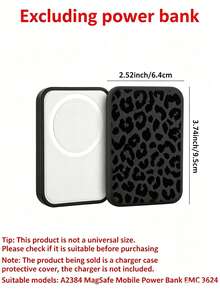 1pc Black Leopard Print Design,Magnetic Power Bank Protective Case Compatible With IIPhone - TPU Soft Anti-Drop Protective Cover, Compatible With MagSafe | Matte Texture, Closed Design (Battery Not Included) - Multicolor - View 4